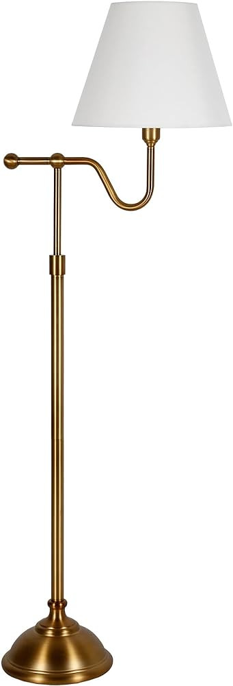Wellesley 63" Tall Floor Lamp with Fabric Shade in Brass/White | Amazon (US)