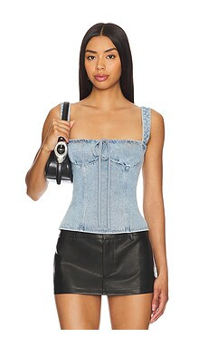 LIONESS Daydream Corset in Classic Denim from Revolve.com | Revolve Clothing (Global)