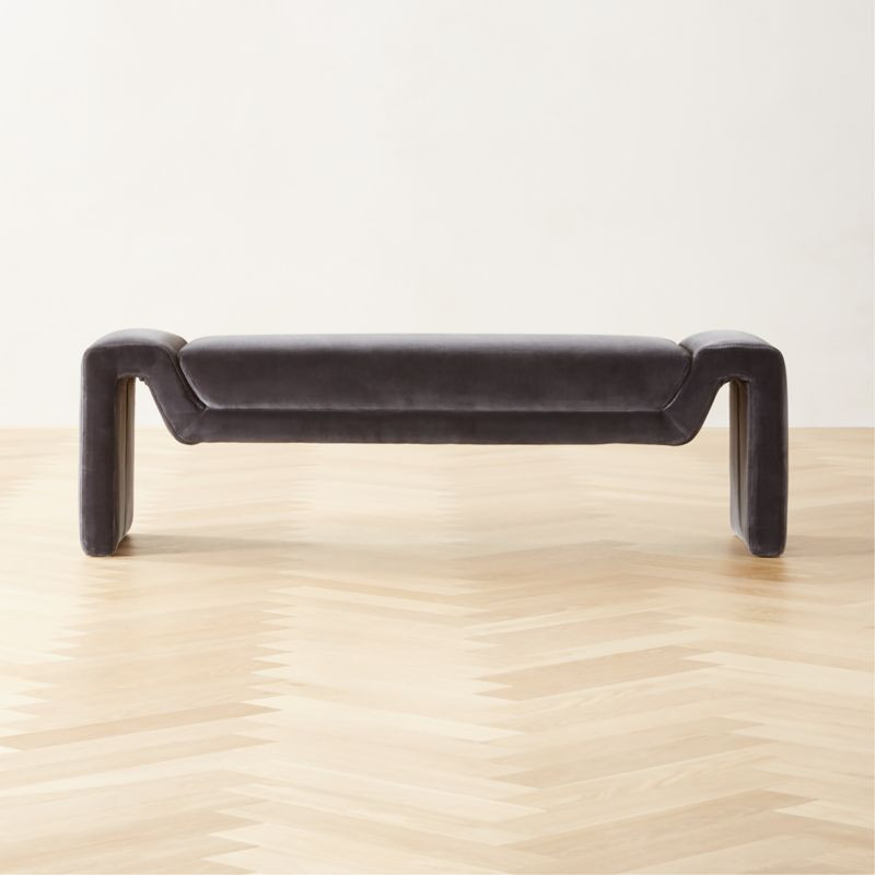 Perimeter Modern Anthracite Velvet Bench + Reviews | CB2 | CB2