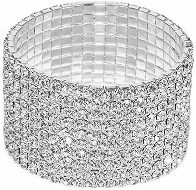 Vegas Ten Row Clear White Austrian Rhinestone Crystal Tennis Stretch Bangle Bracelet Cuff Gift Bo... | Amazon (US)