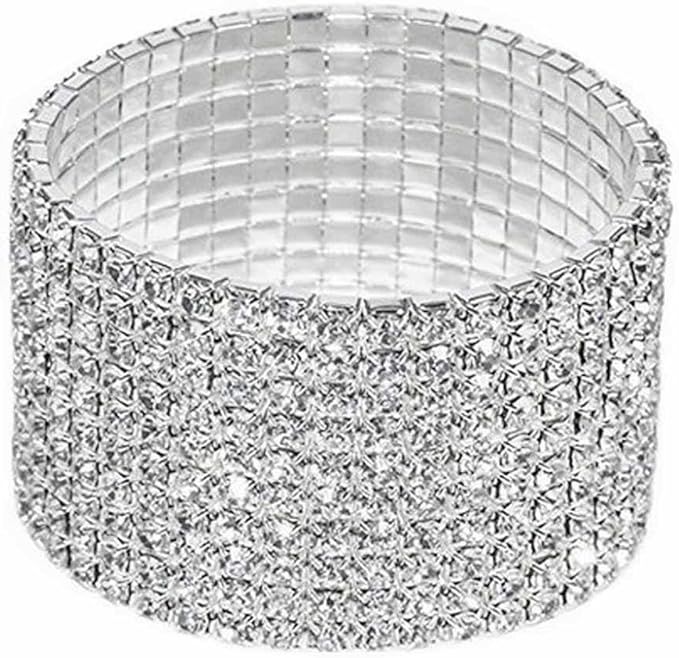 Vegas Ten Row Clear White Austrian Rhinestone Crystal Tennis Stretch Bangle Bracelet Cuff Gift Bo... | Amazon (US)