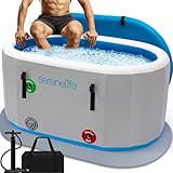 SereneLife Inflatable Cold Plunge Tub Ice Bath, 105 Gal One Person Ice Bath Tub with Lid, Drop Stitch PVC, Double Layer Seals, Heavy Duty Cold Plunge Therapy Recovery Pod for Athletes | Amazon (US)