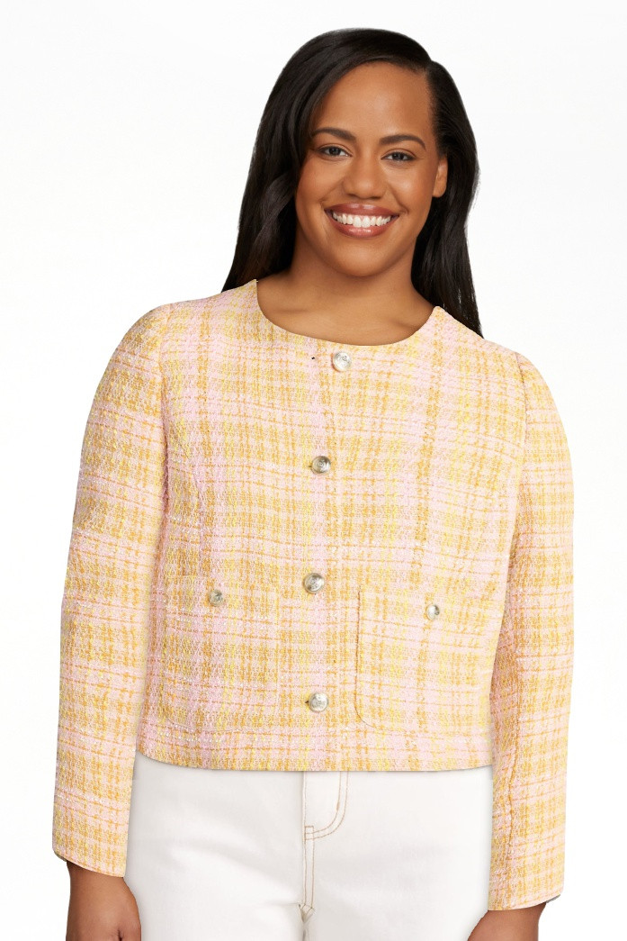 Time and Tru Women's Tweed Ladylike Blazer Jacket, Sizes XS-XXXL | Walmart (US)
