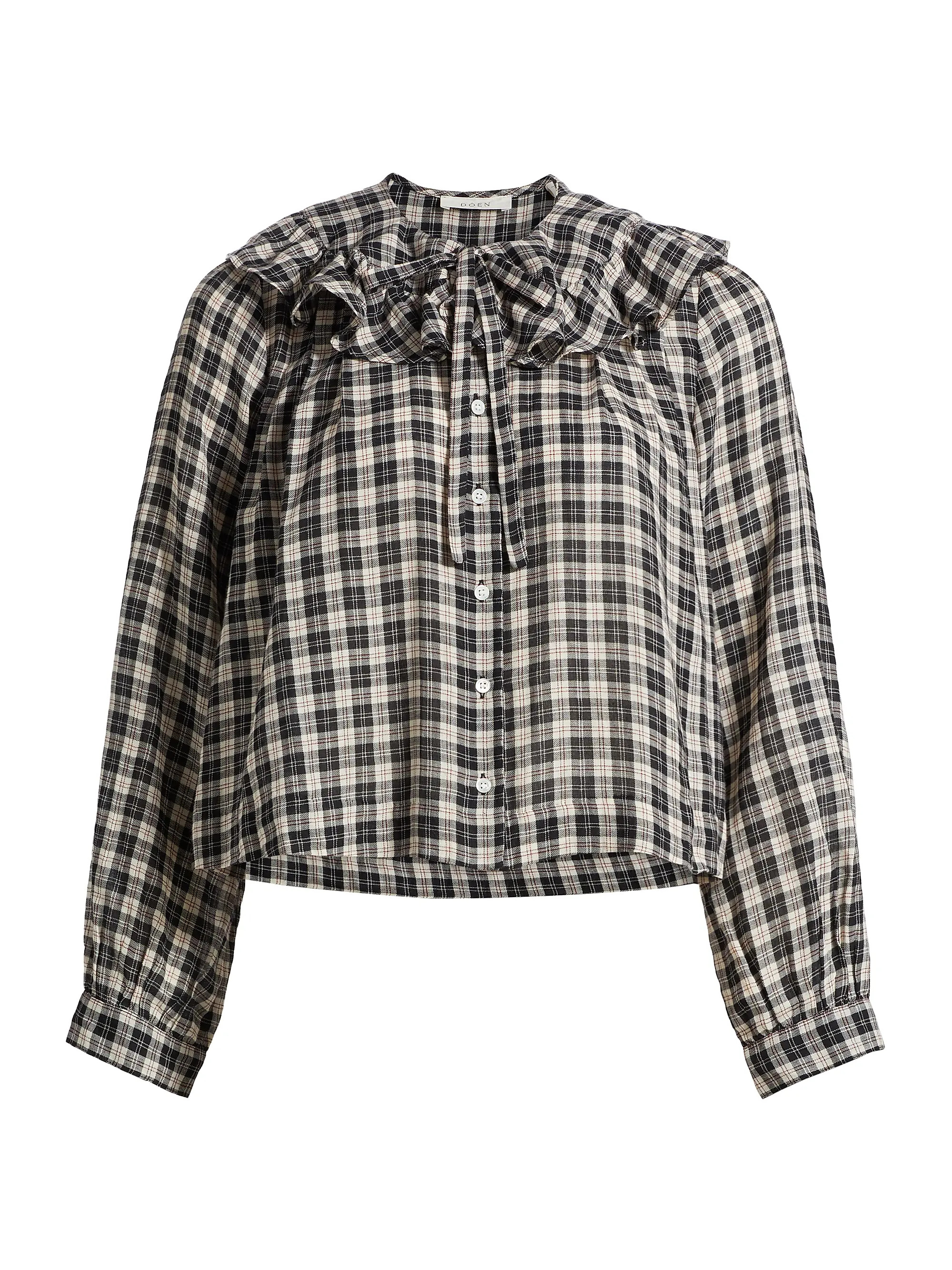 Joelle Plaid Organic-Cotton Long-Sleeve Shirt | Saks Fifth Avenue