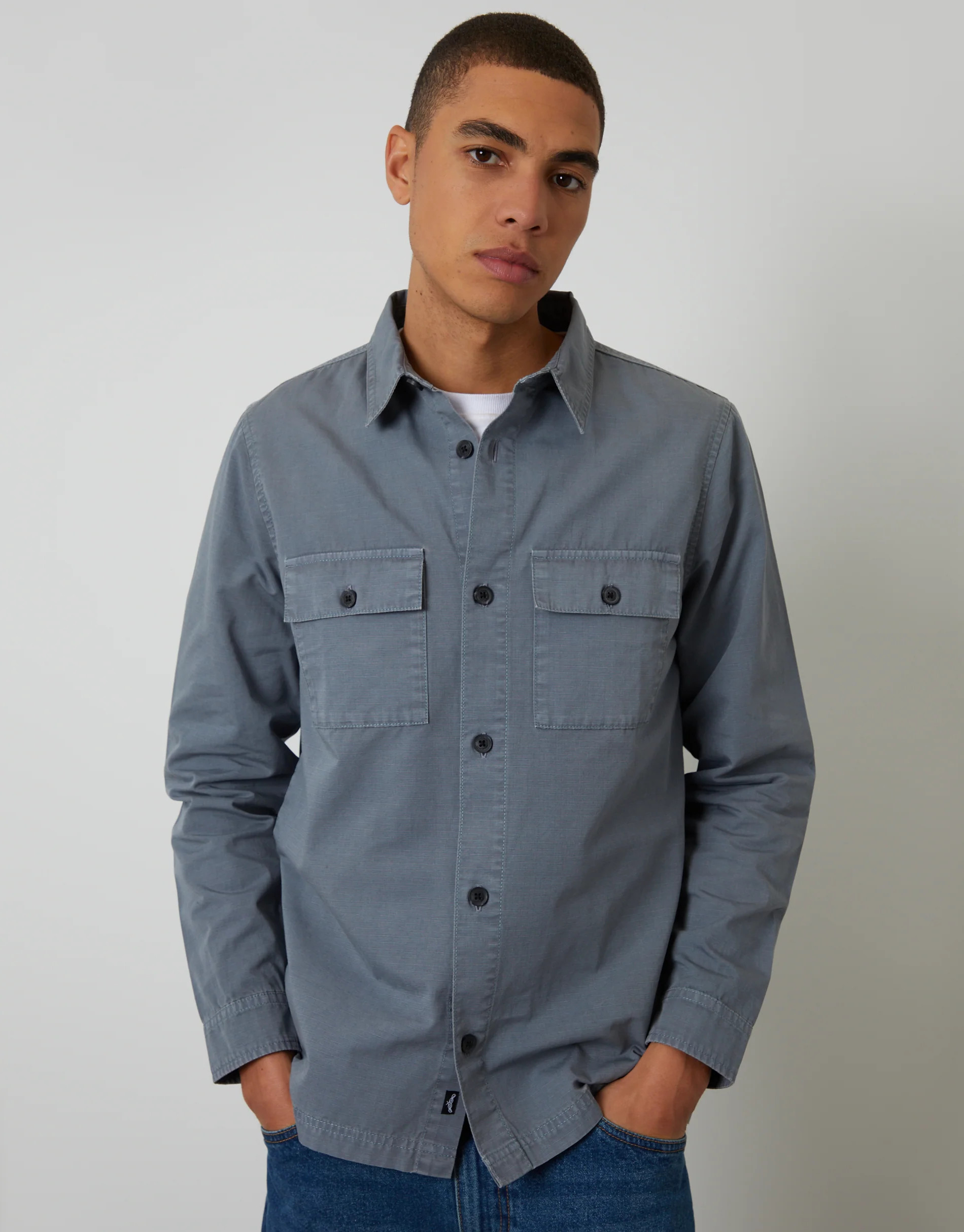 Denim Blue Lightweight Shacket | Threadbare