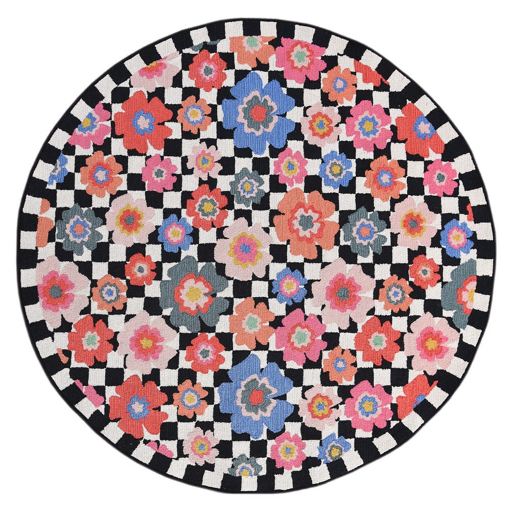 Checked Dolce Vita 6' Round Indoor/Outdoor Rug | MacKenzie-Childs