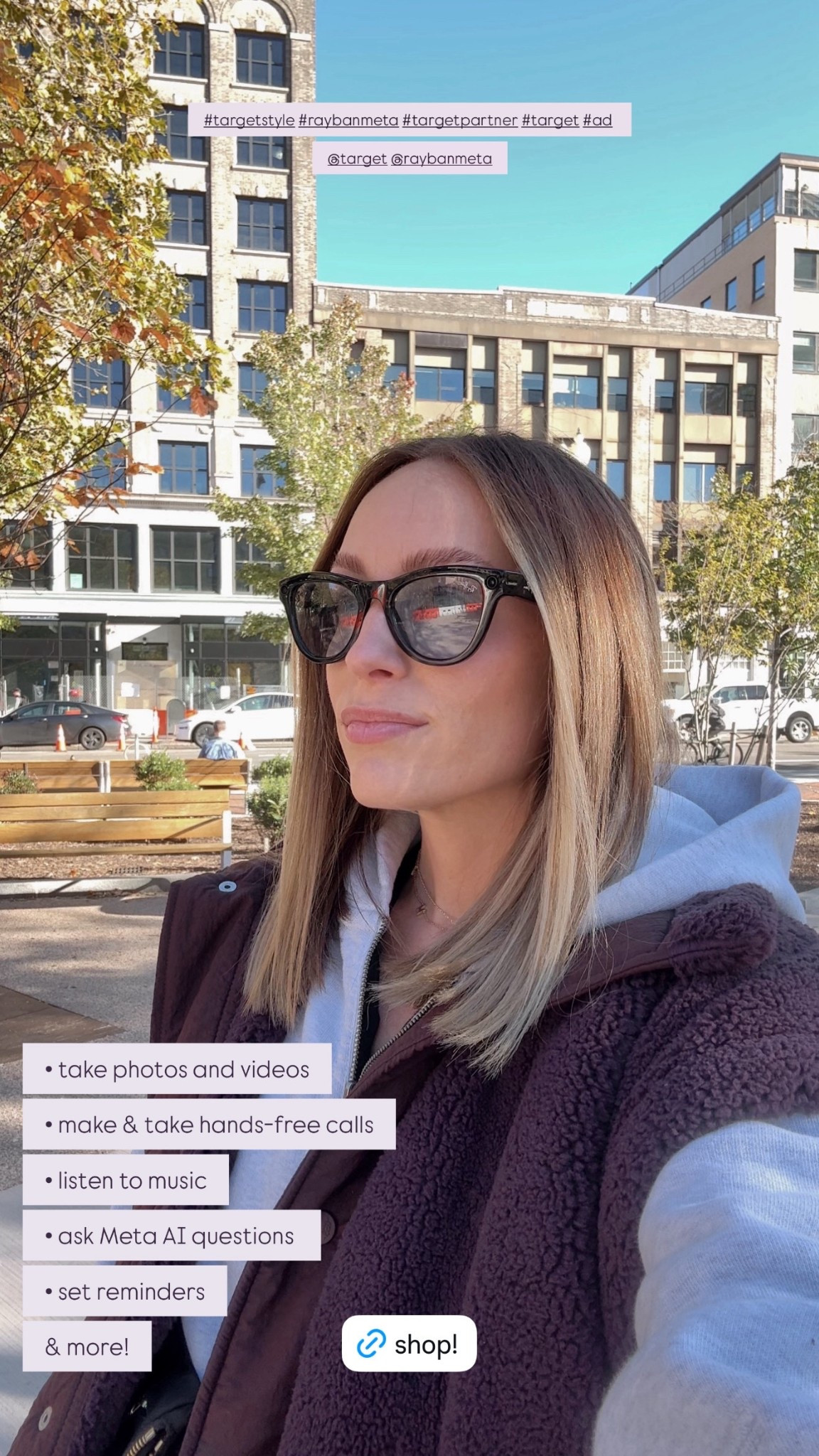 #ad | We LOVED capturing videos & photos from our trip — all hands free! You can also listen to music, make/take hands-free calls, or ask Meta AI questions — all from these glasses! 100% worth the splurge 👏🏼

#target #targetpartner #raybanmeta #targetstyle #liketkit @target @raybanmeta 

Last Minute Gifts, Tech Gifts, Travel Vlog

#LTKdayinmylife #LTKGiftGuide #LTKTravel