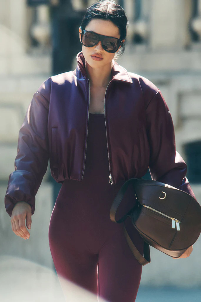 Faux Leather Cropped Premier Bomber | Alo Yoga (US)