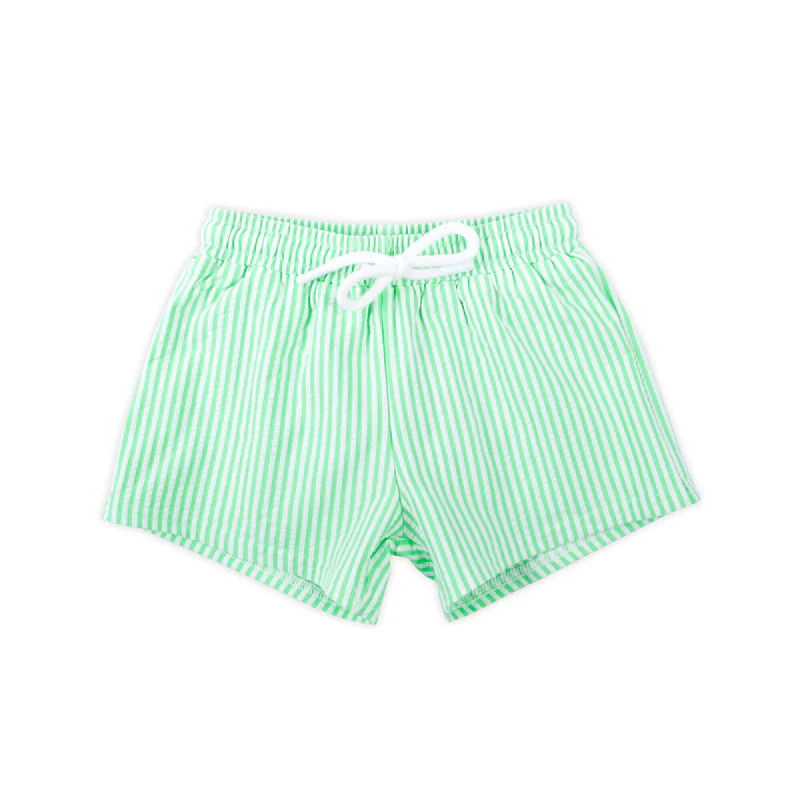 Santorini Green Stripe Swim Trunks | Classic Whimsy