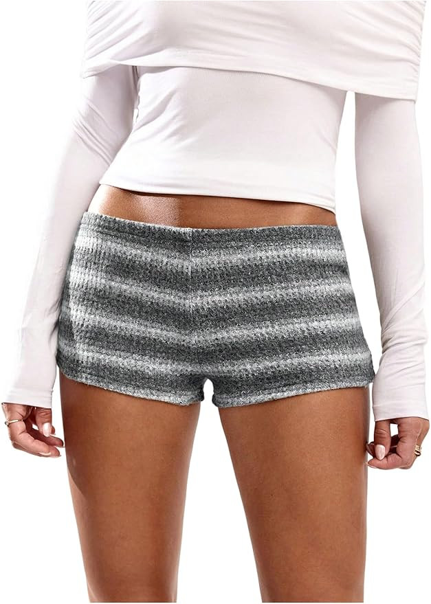 SOLY HUX Women's Knit Micro Shorts Striped Y2k Low Rise Booty Mini Shorts Color Block Strechy Lou... | Amazon (US)