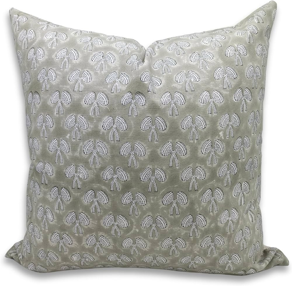 Fabritual Handmade Block Print Thick Cotton White 16X16 Throw Vintage Pillowcase Cushion Cover wi... | Amazon (CA)