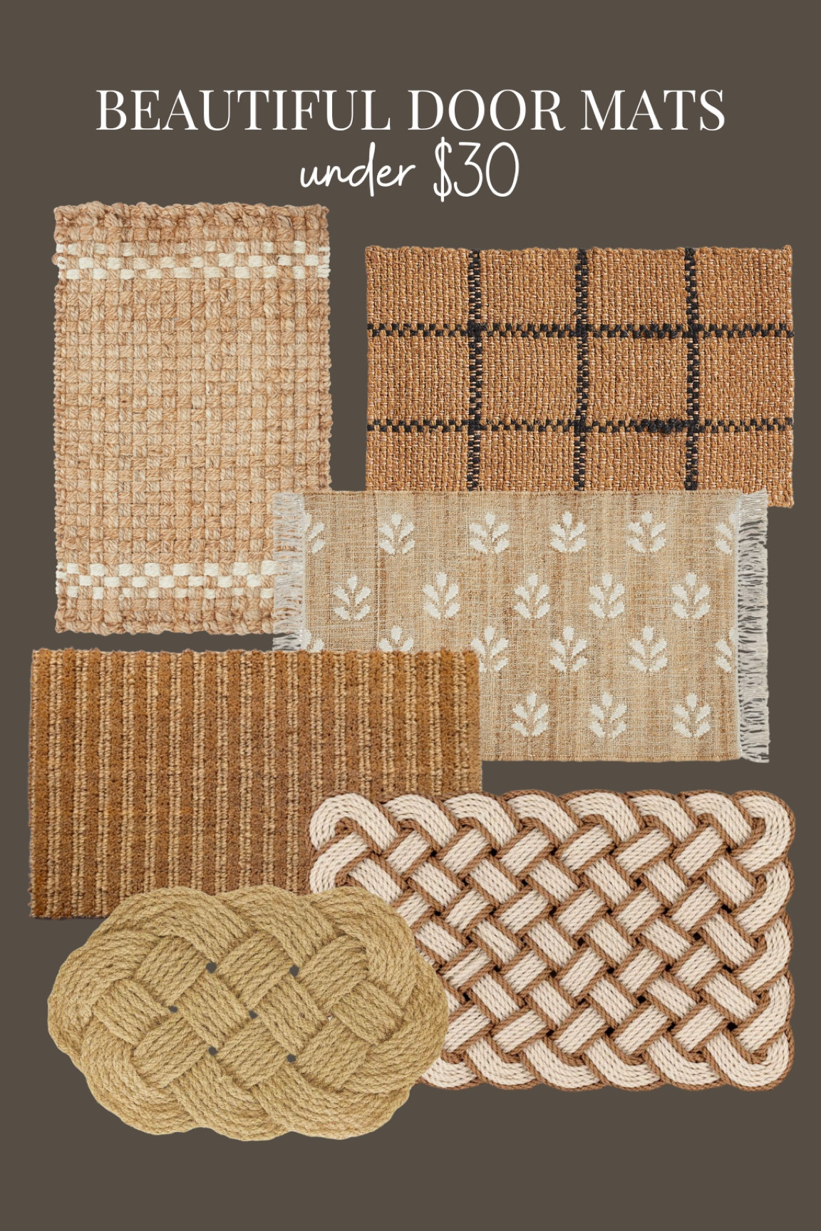 Who says door mats have to be ugly? These gorgeous coir and jute rugs are  beautiful AND functional for less than $30 each. 

#LTKFindsUnder50 #LTKHome
