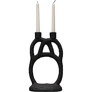 Bloomingville Abstract 11.5" H Resin Double Candleholder (Holds 2 Taper Candle Holder, Black | Amazon (US)