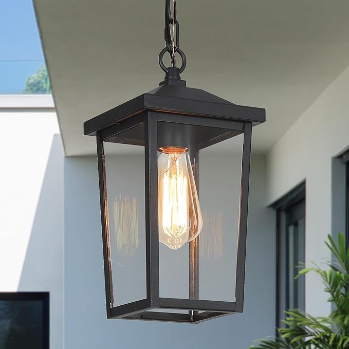 Outdoor Pendant Light Fixture, Farmhouse Exterior Anti-Rust Hanging Lights with Adjustable Chain,... | Amazon (US)