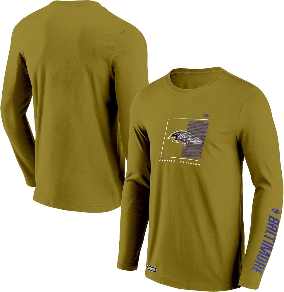 NFL Men's Officially Licensed Too Tough Wordmark Primary Logo Khaki Performance Crewneck Long Sle... | Amazon (US)