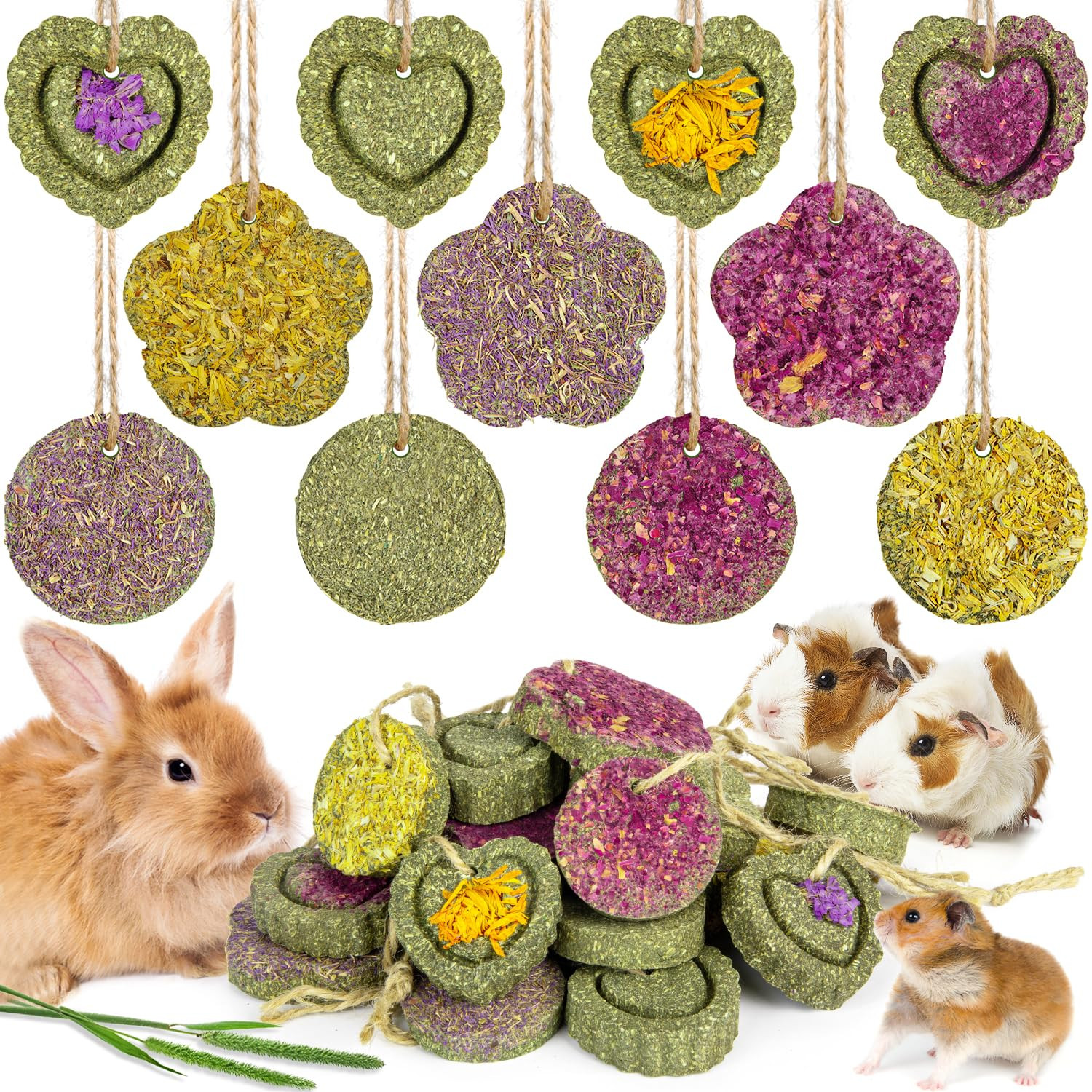 Sofier 18pcs Timothy Hay Treats Rabbit Toys Natural Treats for Guinea Pig Bunny Hamster Chinchill... | Amazon (US)