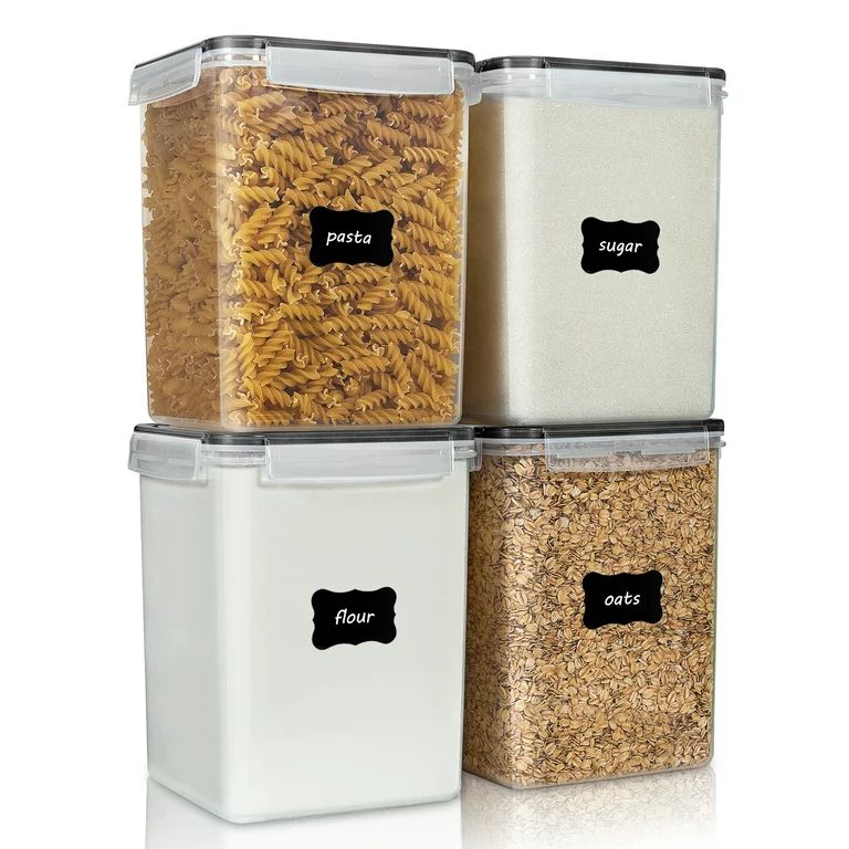 Airtight Storage Canisters, Vtopmart 4 Pcs Large Food Storage Container for Flour, Sugar, 5.2L/17... | Walmart (US)