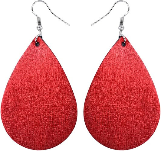 SUMMER LOVE Teardrop Leather Earrings for Women Lightweight Leather Drop Earrings Unique Gift | Amazon (US)