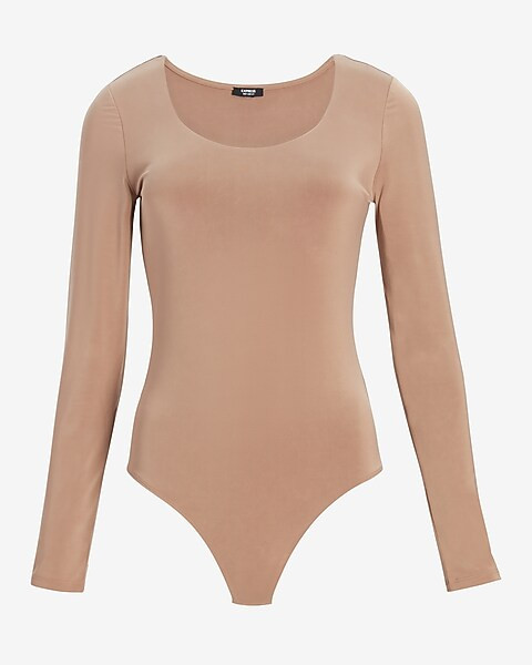 Body Contour Scoop Neck Double Layer Thong Bodysuit | Express