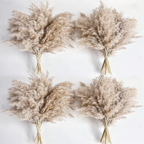 40 PCS Nature Pampas Grass Bouquet Decor - Boho Flowers and Feathers for Centerpieces, Perfect for Floor Vase Fillers, Home Decor, Living Room, and Wedding Decor | Amazon (US)