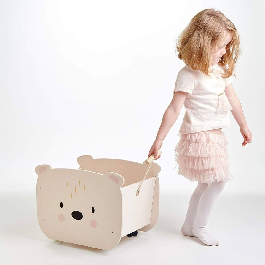 Tender Leaf Toys - Pull Along Bear Cart for Kids - Wooden Cart with Wheels for Moving Play Toys B... | Amazon (US)