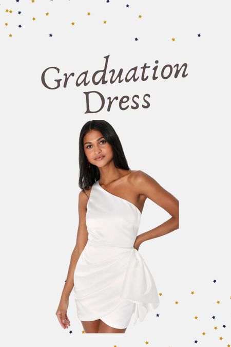 Graduation dress. White dress. One shoulder dress. Bridal shower dress. Satin dress. Bow dress 

#LTKSeasonal #LTKFindsUnder100 #LTKWedding