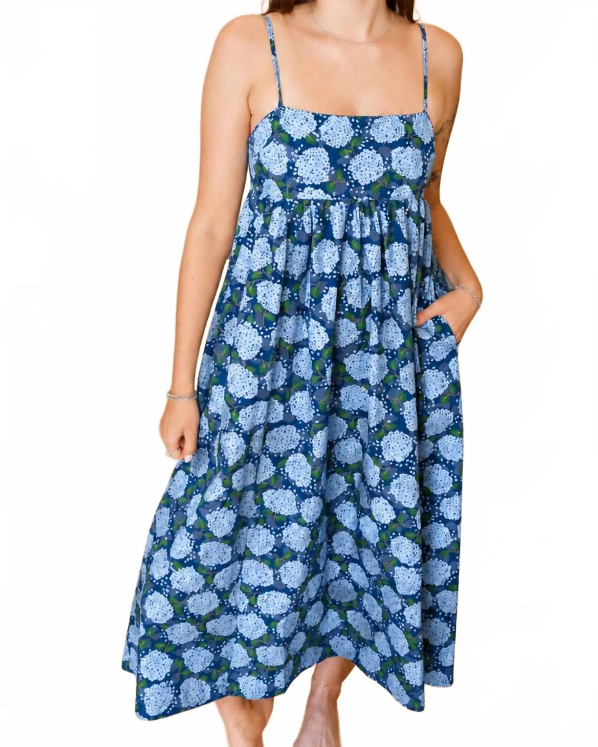Hydrangea Print Dress In Blue Multi | Shop Simon