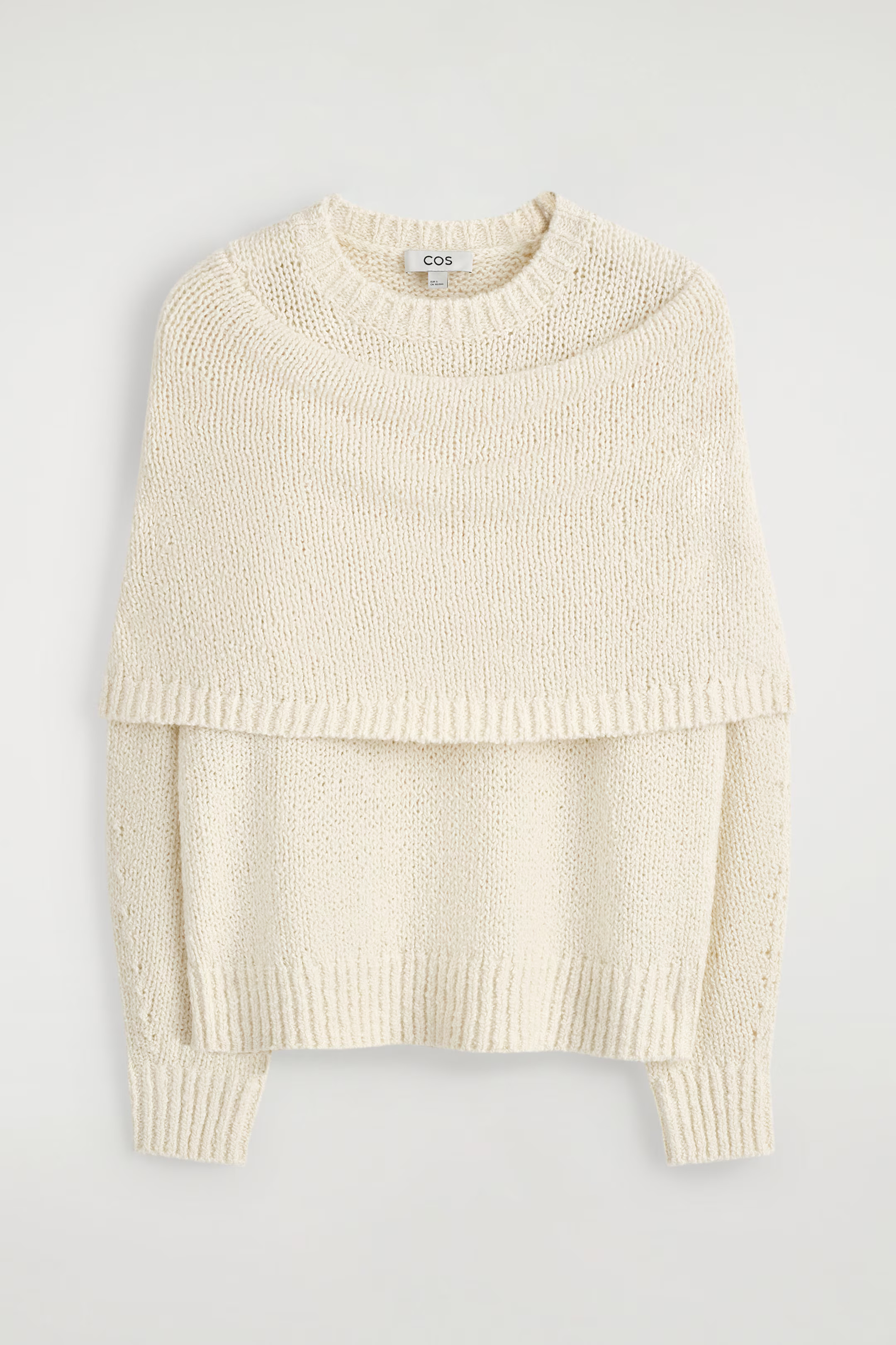 LAYERED SHAWL MERINO-CASHMERE SWEATER - WHITE | COS US | COS (US)