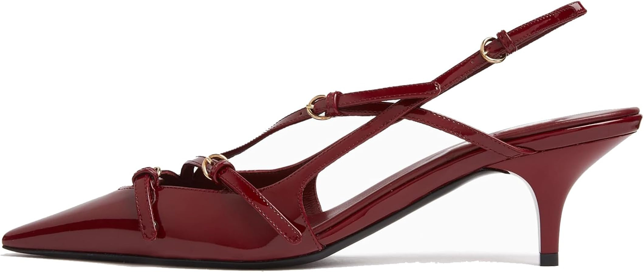YIYA Women's Cherry Red Heels for Fall Slingback Closed Pointed Toe Stiletto High Heels Backless ... | Amazon (US)