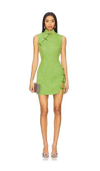 SAU LEE Ines Tweed Dress in Green. - size 0 | Revolve Clothing (Global)