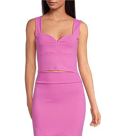 Susana Monaco Stretch Knit Sweetheart Neck Sleeveless Coordinating Cropped Tank - XS | Dillard's