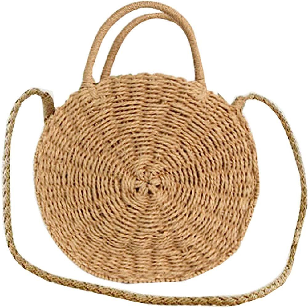 Donalworld Women Beach Bag Round Straw Crochet Shoulder Summer Bag Purse | Amazon (US)