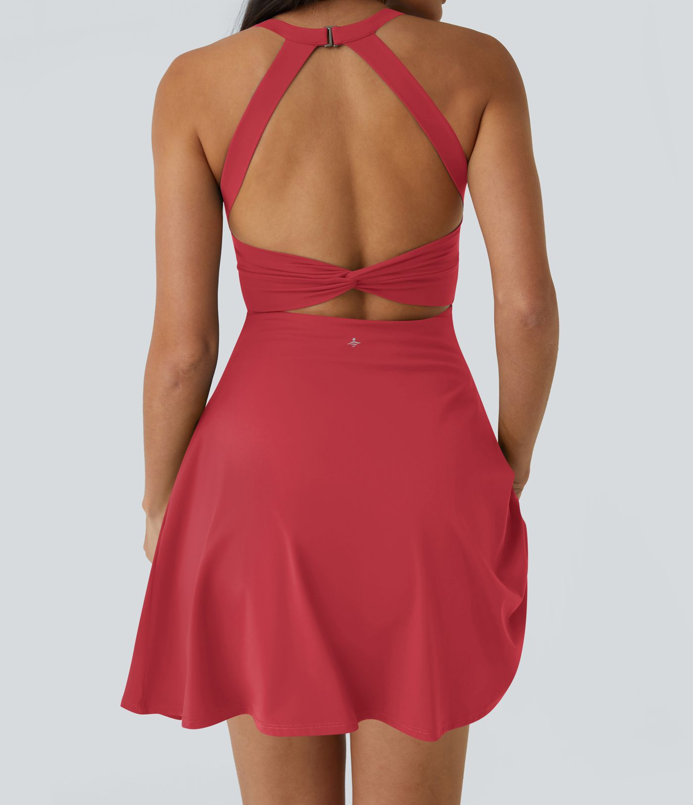 SoftlyZero\u2122 Airy Backless Twisted Flare Low Support Dance Active Dress-Longer Length-Easy Pe... | HALARA