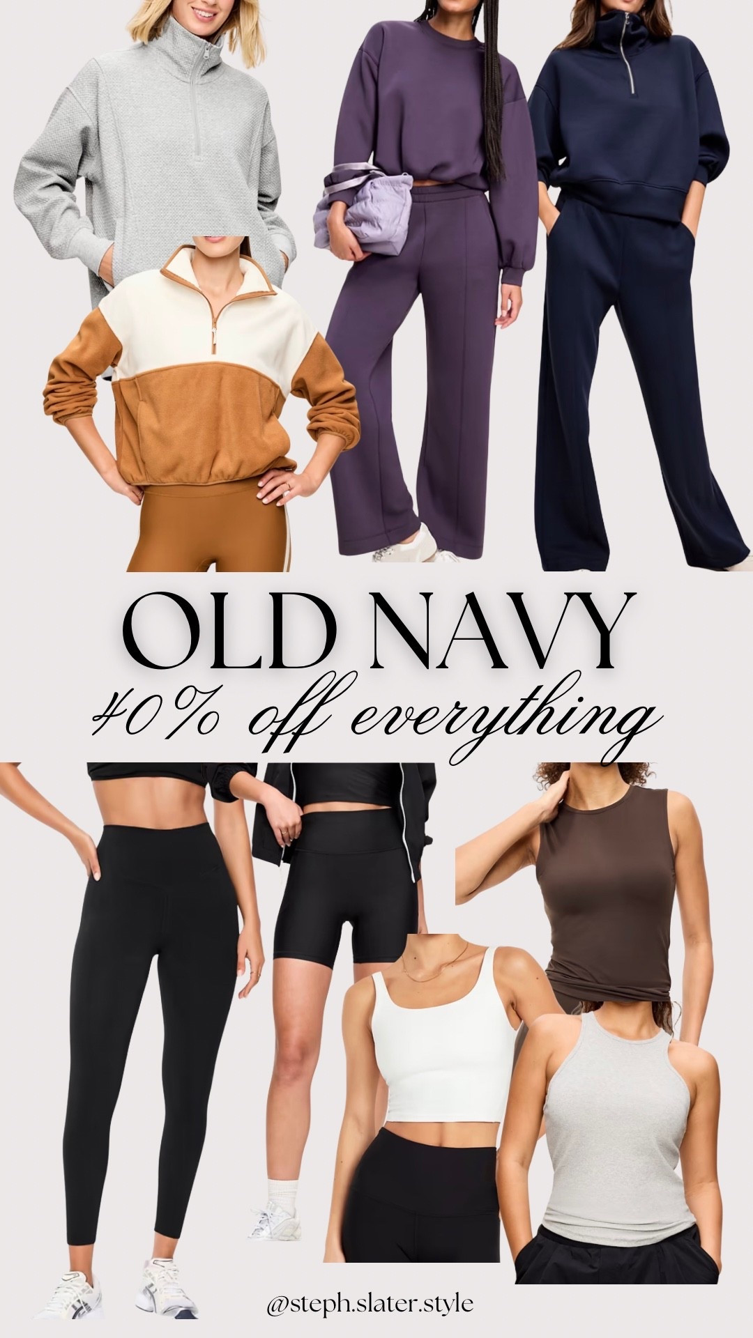 Old navy 40% off everything.

#LTKActive #LTKfitnessgoals #LTKSaleAlert