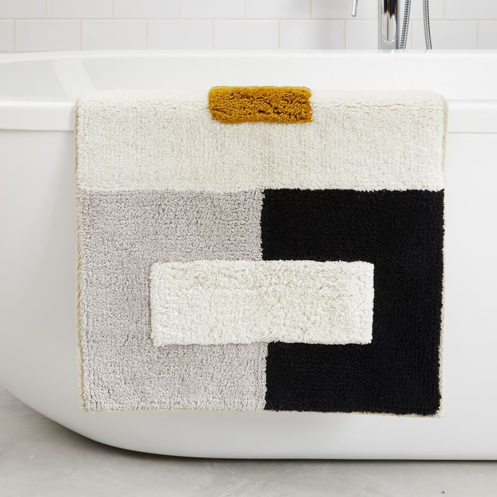 Organic Color Block Bath Mat, Dark Horseradish, 20&amp;quot;x34&amp;quot; | West Elm (US)