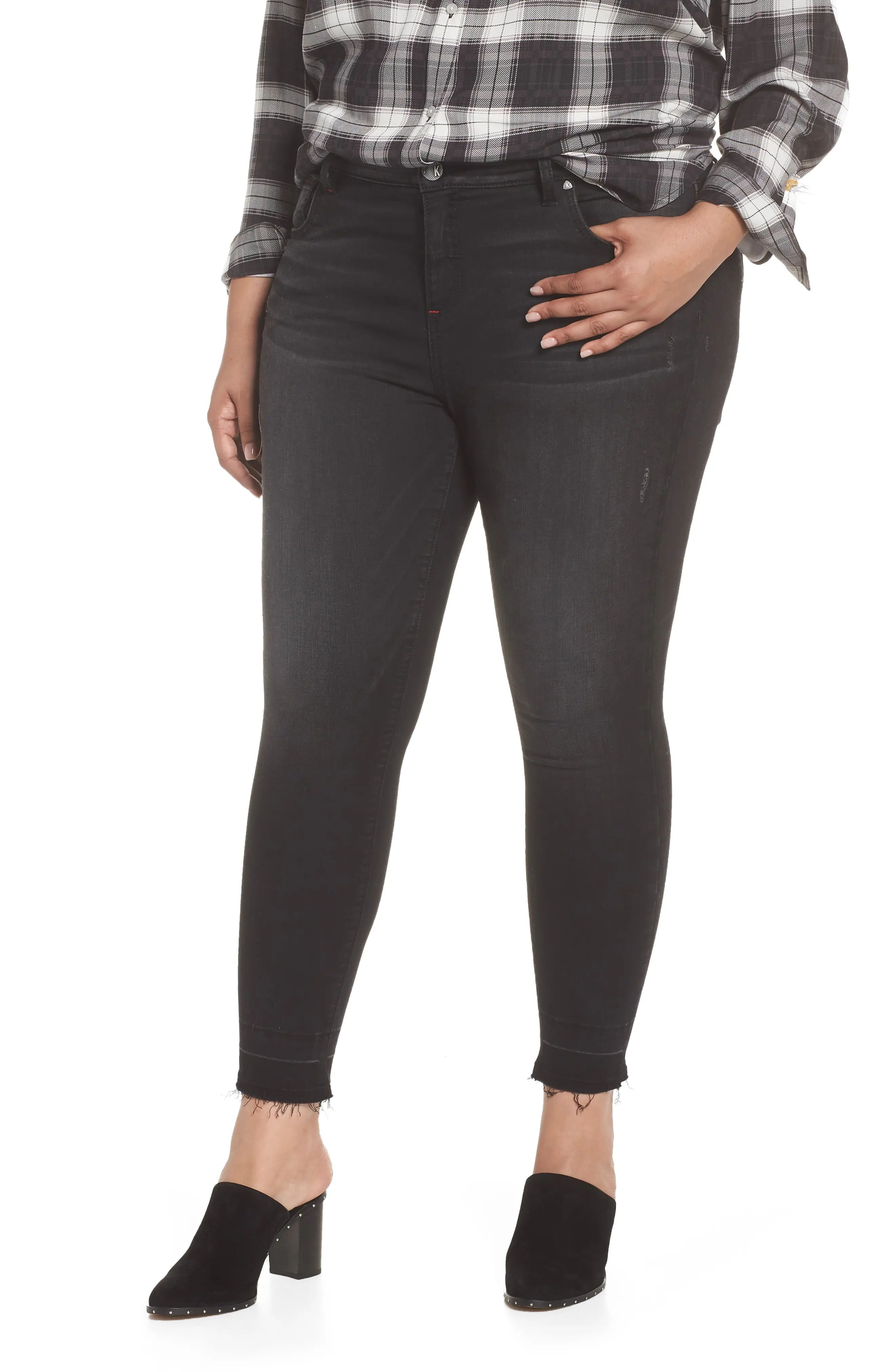 KUT from the Kloth Donna Frayed Released Hem Crop Skinny Jeans (Ideal) (Plus Size) | Nordstrom