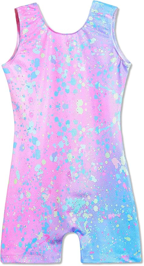 Domusgo Gymnastics Leotards for Girls Sparkly One-Piece Pro Kids Unitard Biketards with Shorts | Amazon (US)