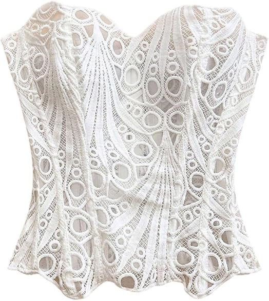 SHENHE Women's Strapless Corset Top Lace Up Embroidered Y2k Going Out Crop Top Tube Bustier | Amazon (US)