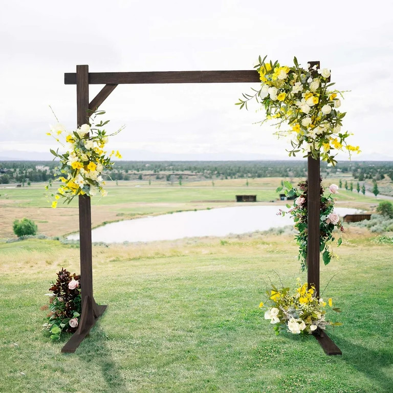 Efavormart 7FT Rustic Square Wedding Arch Wooden Backdrop Stand, Wedding Ceremony Arch - Brown | Walmart (US)