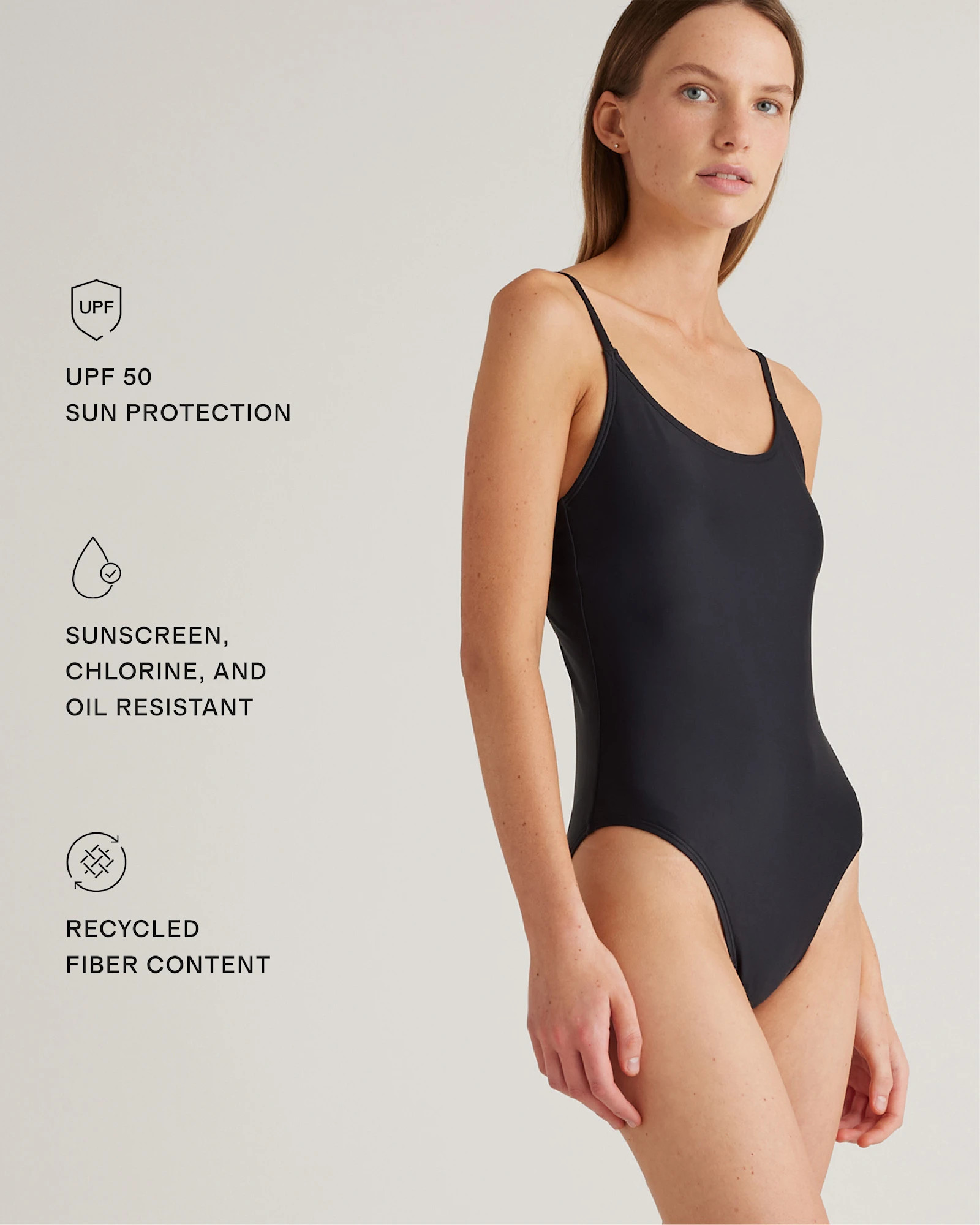Italian Cami One-Piece Swimsuit in Black | Quince