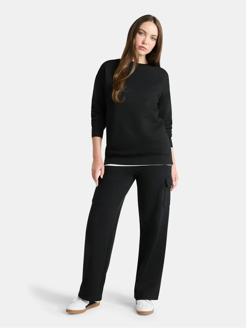 No Boundaries Fleece Oversized Sweatshirt with Long Sleeves, Women’s Sizes XXS-4X | Walmart (US)