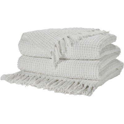 Mina Victory Lifestyle Woven Chenille Indoor Throw Blanket 50" x 60" White | Target