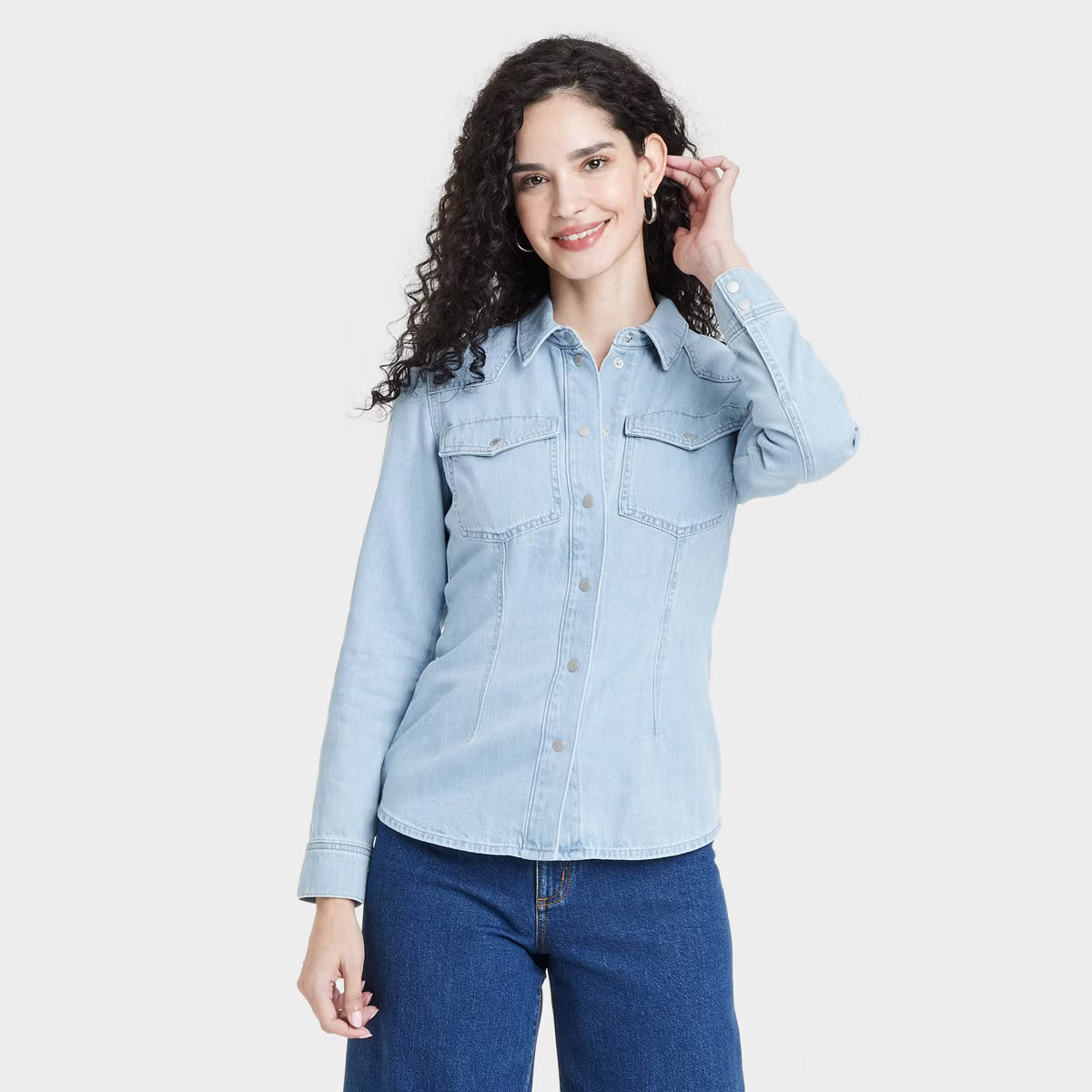 Women's Slim Fit Long Sleeve Denim Western Shirt - Universal Thread™ | Target