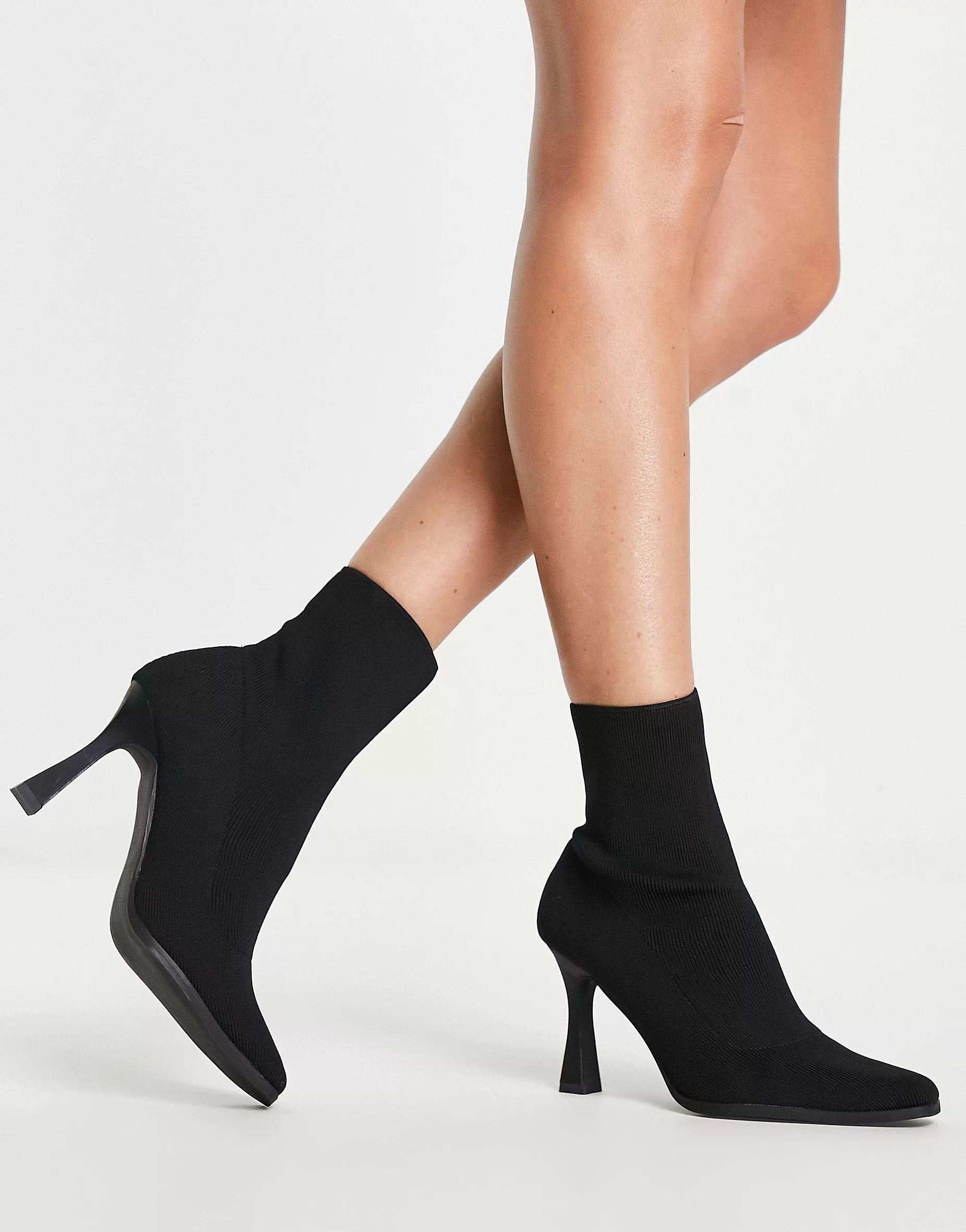 Office abstract pointed stretch ankle boots with stiletto heel in black | ASOS (Global)