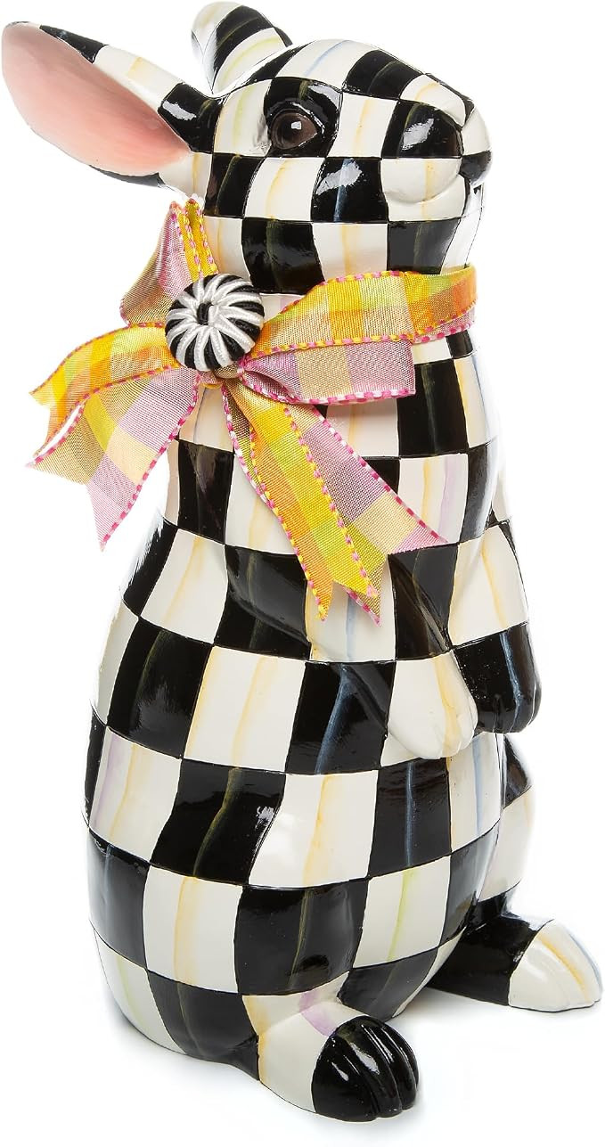 MACKENZIE-CHILDS Bunny Figurine, Rabbit Figurine Decoration for Spring, Standing, Courtly Check | Amazon (US)
