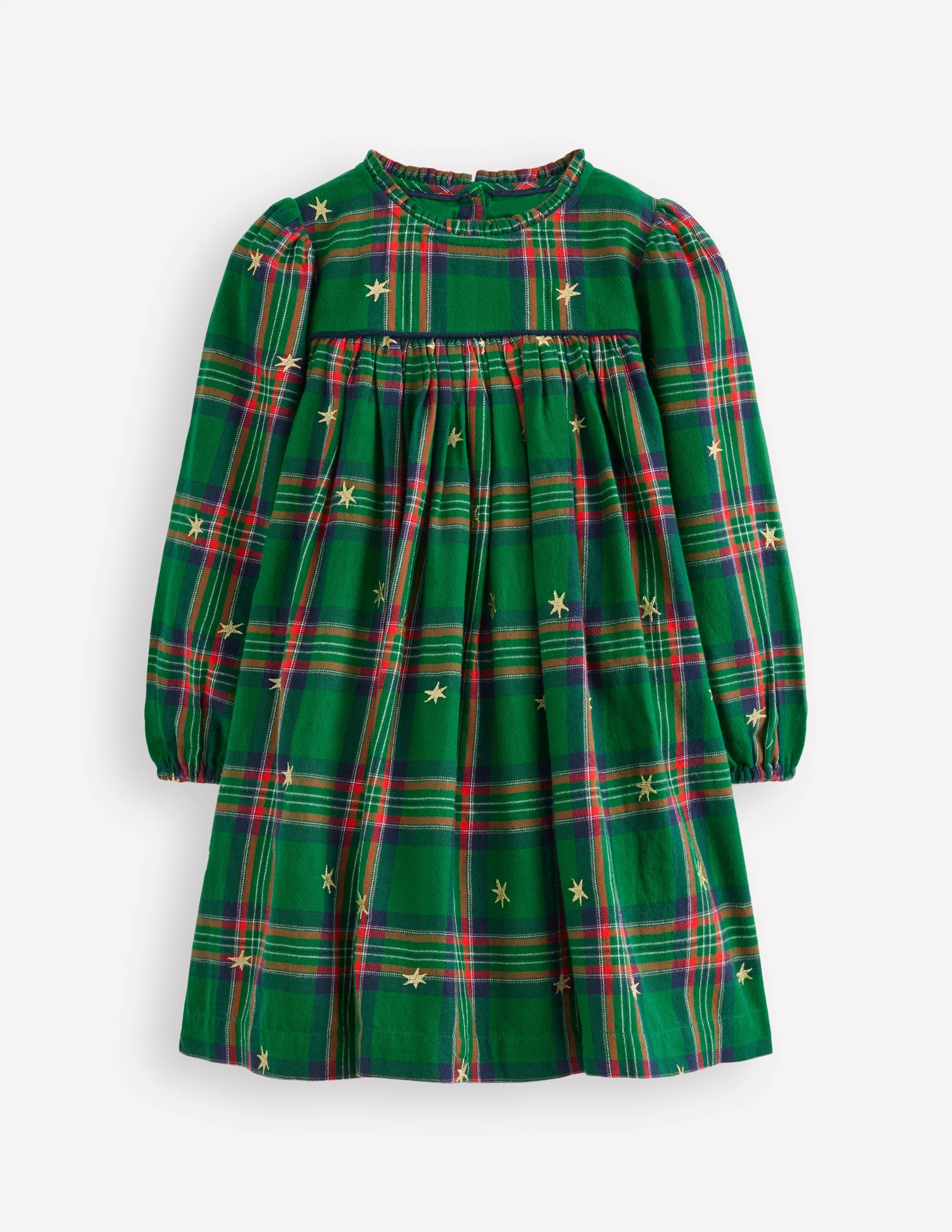 Ruffle Neck Woven Dress-Star Check | Boden (US)