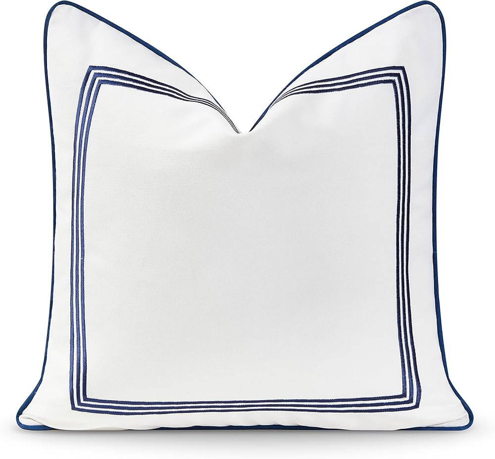 Hofdeco Premium Coastal Hampton Style Patio Indoor Outdoor Pillow Cover Only, 20"x20" Water Resis... | Amazon (US)
