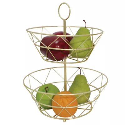 Home Collection 2-Tier Metal Fruit Basket in Yellow/Gold | Bed Bath & Beyond