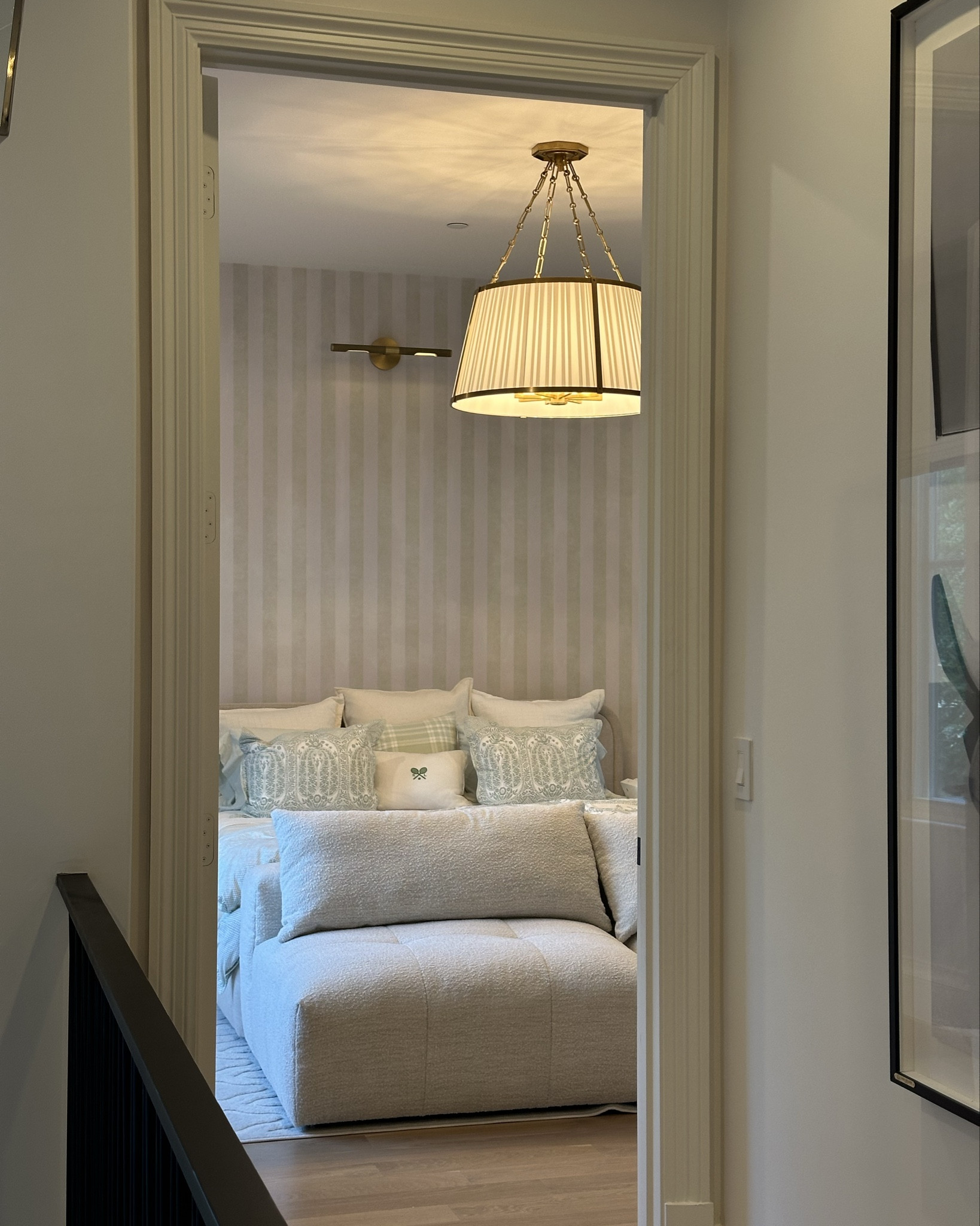 linked the girls room green and white striped wall paper - available at Home Depot & good price per roll! 

#LTKHome #LTKStyleTip #LTKFindsUnder50