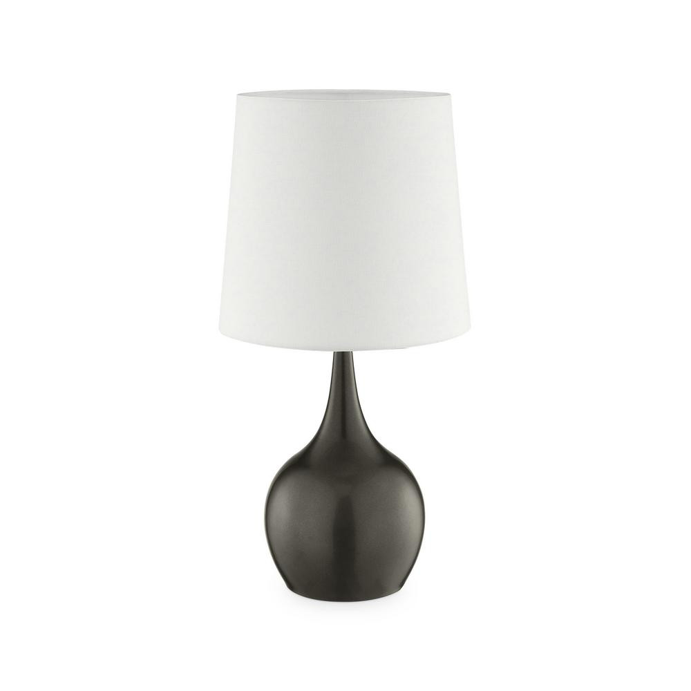 ORE International 23.5 in. Niyor Powder Gray Mid-Century Modern Touch-On Metal Table Lamp | The Home Depot